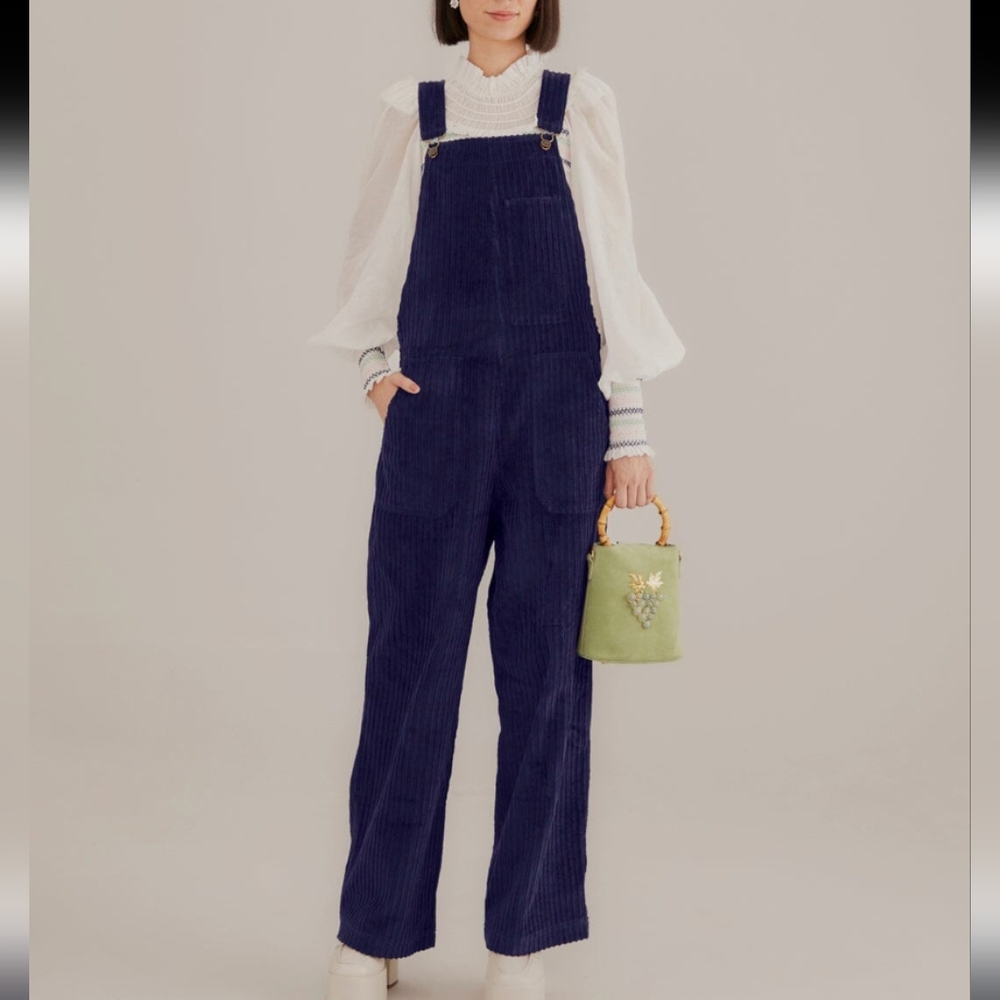 Farm Rio Corduroy Overalls Navy Blue Size Xxs